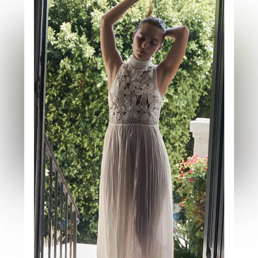 Zara Floral Embroidery Combination Dress - Picture 4 of 11